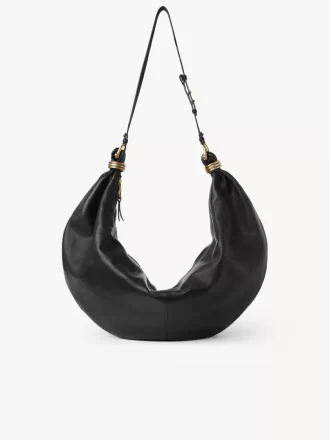 Büyük Bilezikli Hobo Çanta, deriden yapılmış