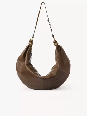 Büyük Bilezikli Hobo Çanta, deriden yapılmış