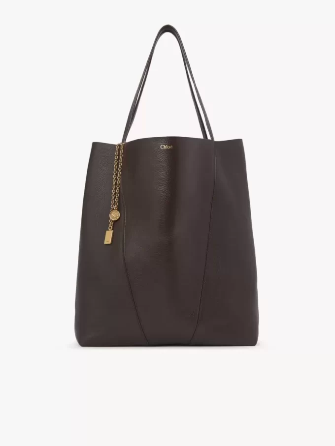Büyük Chloé Spin deri tote çanta Büyük Chloé Spin deri tote çanta