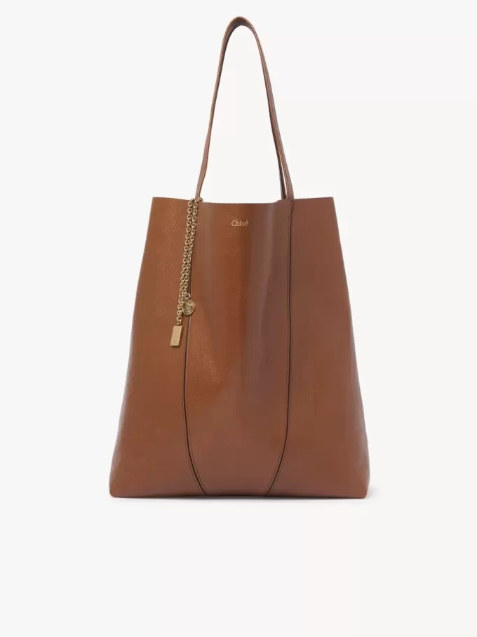 Büyük Chloé Spin deri tote çanta Büyük Chloé Spin deri tote çanta