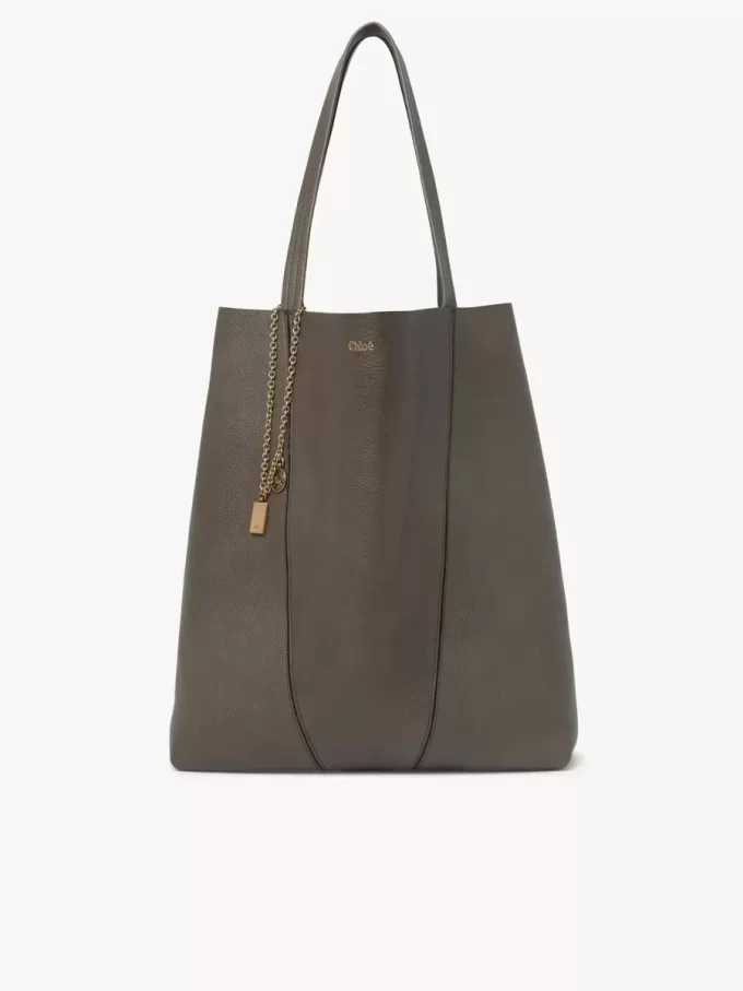 Büyük Chloé Spin deri tote çanta Büyük Chloé Spin deri tote çanta