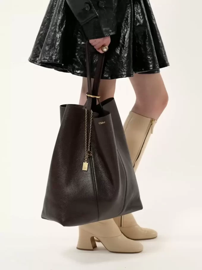 Büyük Chloé Spin deri tote çanta Büyük Chloé Spin deri tote çanta