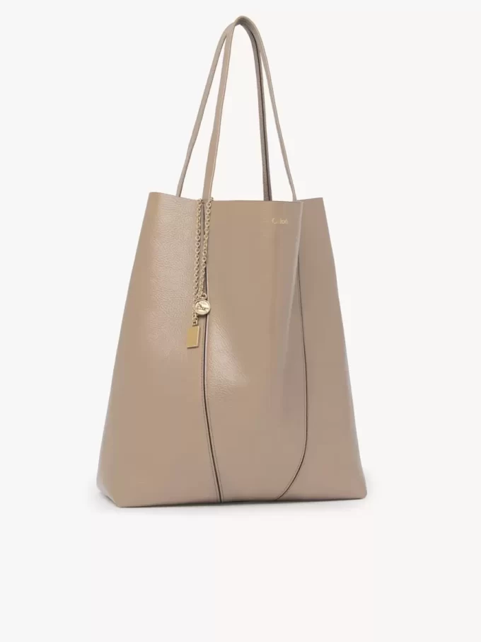 Büyük Chloé Spin deri tote çanta Büyük Chloé Spin deri tote çanta