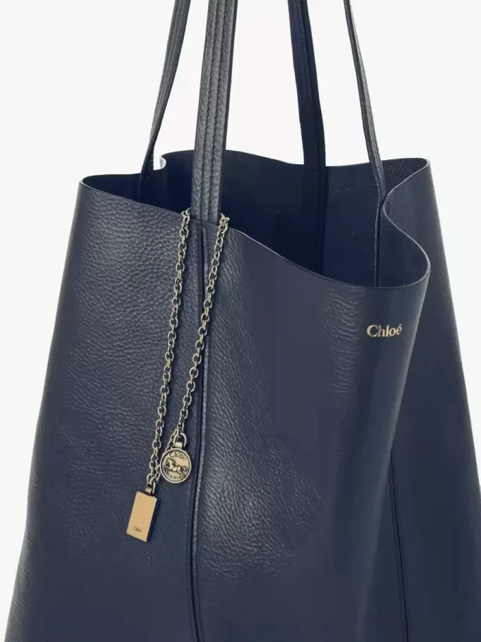 Büyük Chloé Spin deri tote çanta Büyük Chloé Spin deri tote çanta