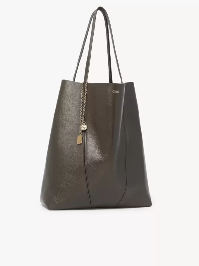 Büyük Chloé Spin deri tote çanta Büyük Chloé Spin deri tote çanta