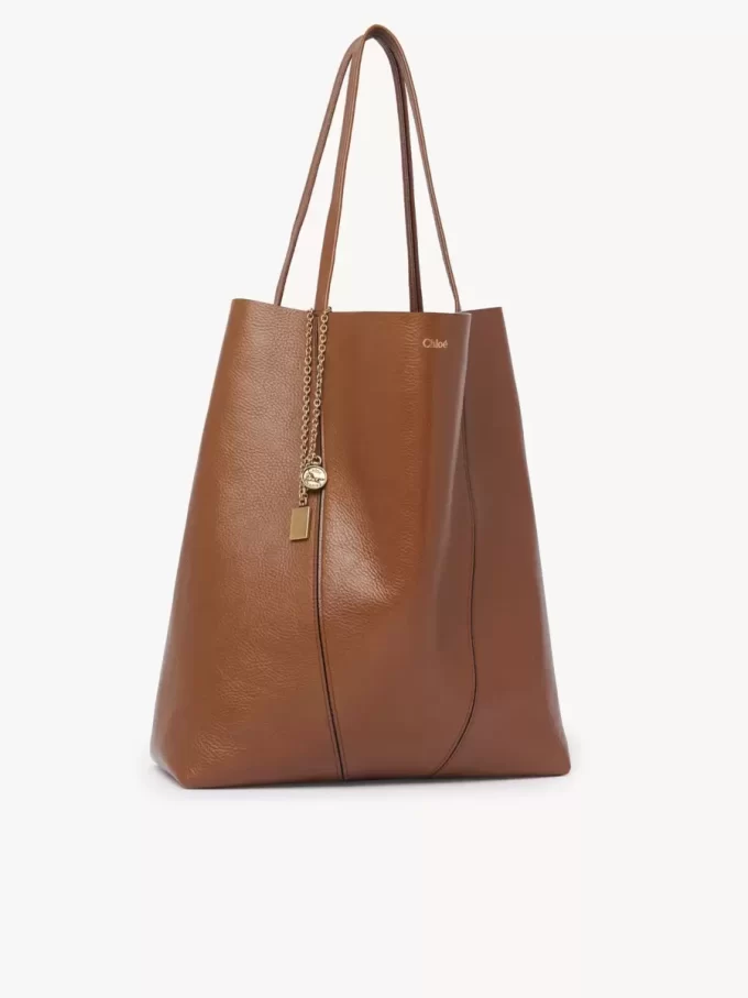 Büyük Chloé Spin deri tote çanta Büyük Chloé Spin deri tote çanta