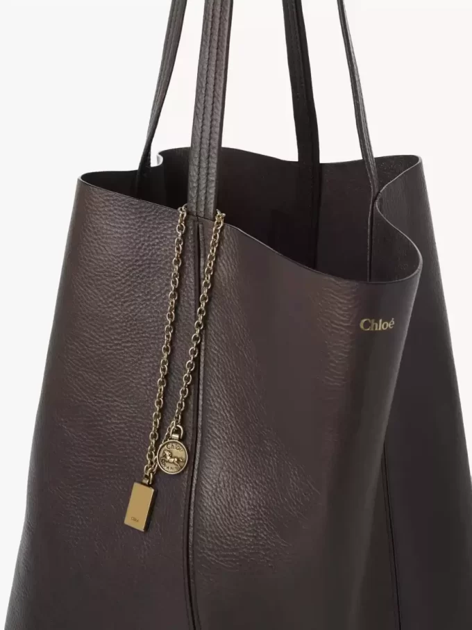Büyük Chloé Spin deri tote çanta Büyük Chloé Spin deri tote çanta