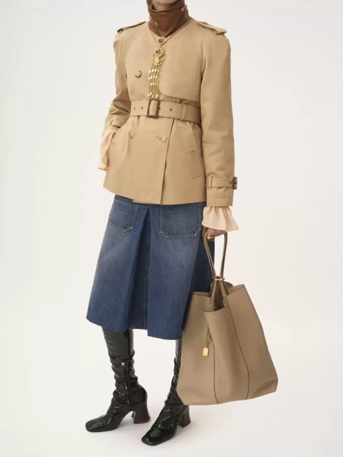 Büyük Chloé Spin deri tote çanta Büyük Chloé Spin deri tote çanta