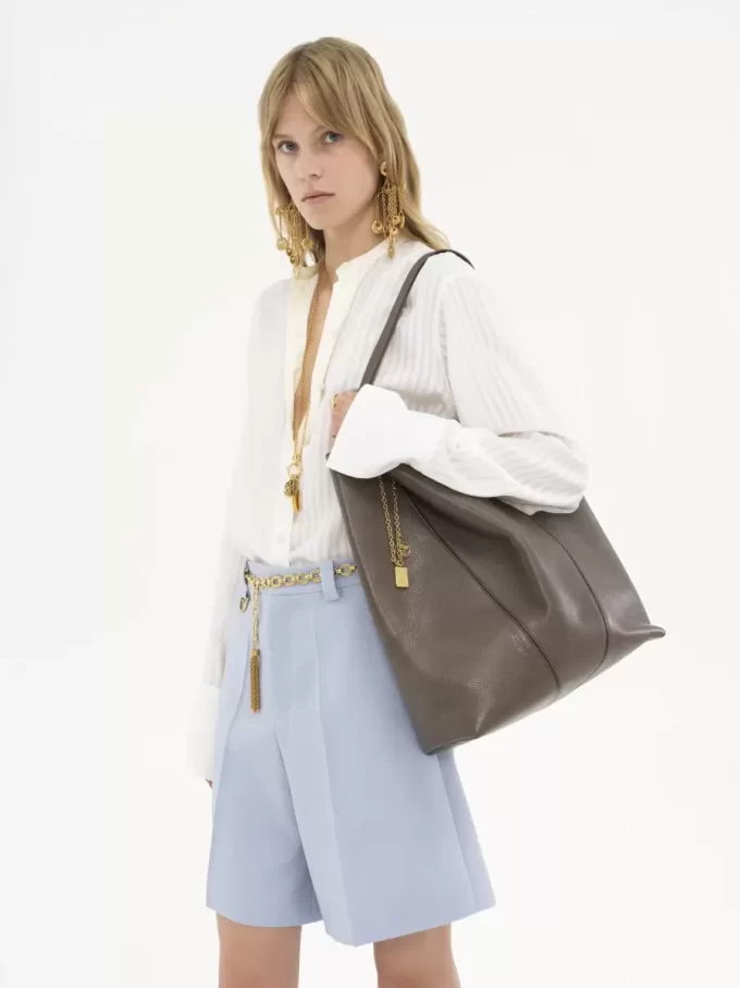 Büyük Chloé Spin deri tote çanta Büyük Chloé Spin deri tote çanta