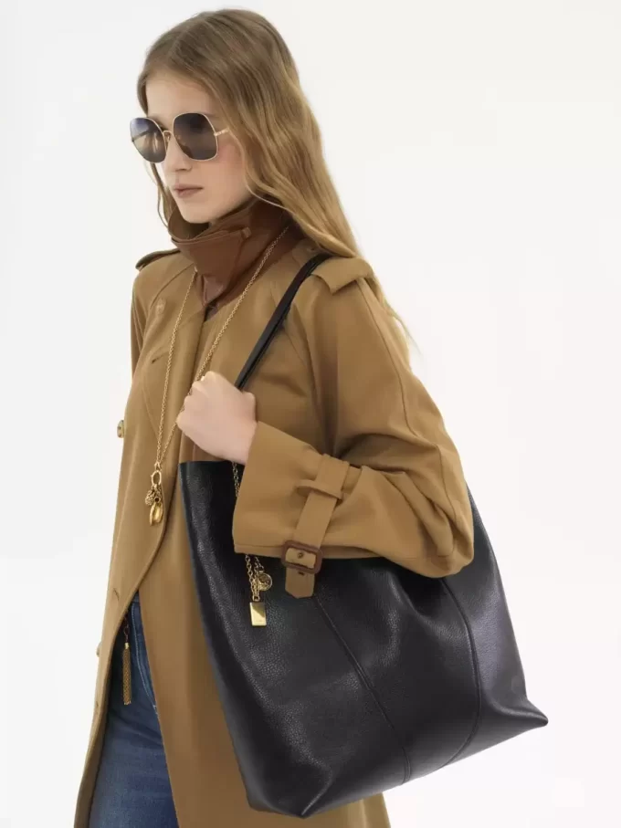 Büyük Chloé Spin deri tote çanta Büyük Chloé Spin deri tote çanta