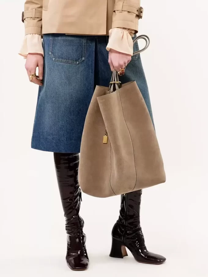 Büyük Chloé Spin süet deri tote çanta Büyük Chloé Spin süet deri tote çanta
