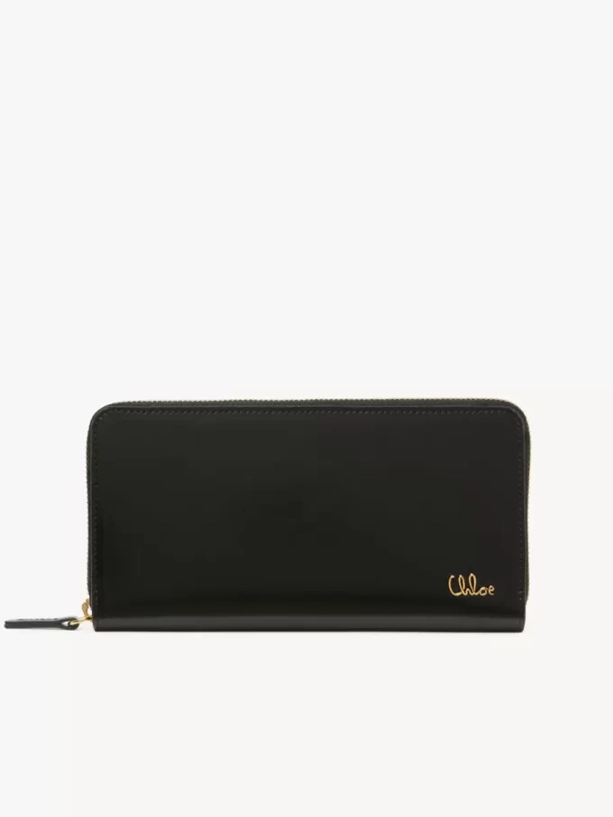 Chloé Iconic parlak deri fermuarlı uzun cüzdan Chloé Iconic parlak deri fermuarlı uzun cüzdan