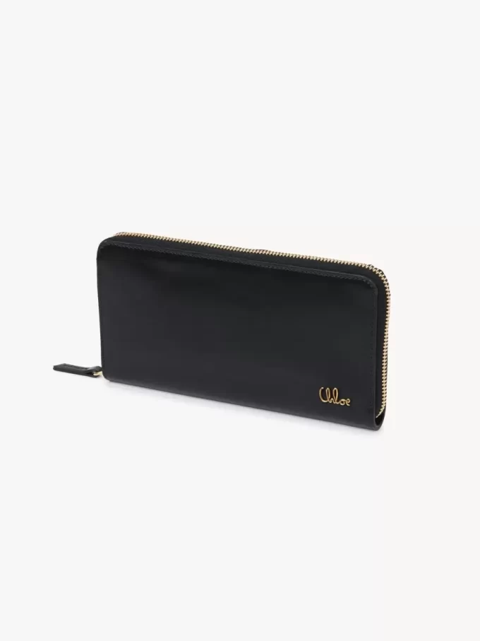 Chloé Iconic parlak deri fermuarlı uzun cüzdan Chloé Iconic parlak deri fermuarlı uzun cüzdan