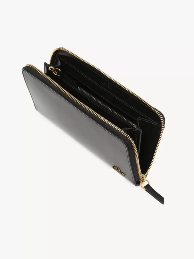 Chloé Iconic parlak deri fermuarlı uzun cüzdan Chloé Iconic parlak deri fermuarlı uzun cüzdan