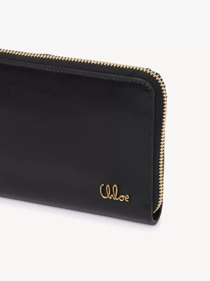 Chloé Iconic parlak deri fermuarlı uzun cüzdan Chloé Iconic parlak deri fermuarlı uzun cüzdan