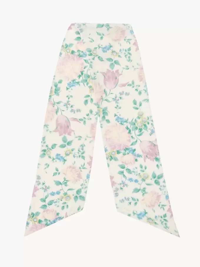 Chloé Peonies ipek charmeuse geniş bandeau atkı