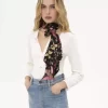 Chloé Peonies ipek charmeuse geniş bandeau atkı