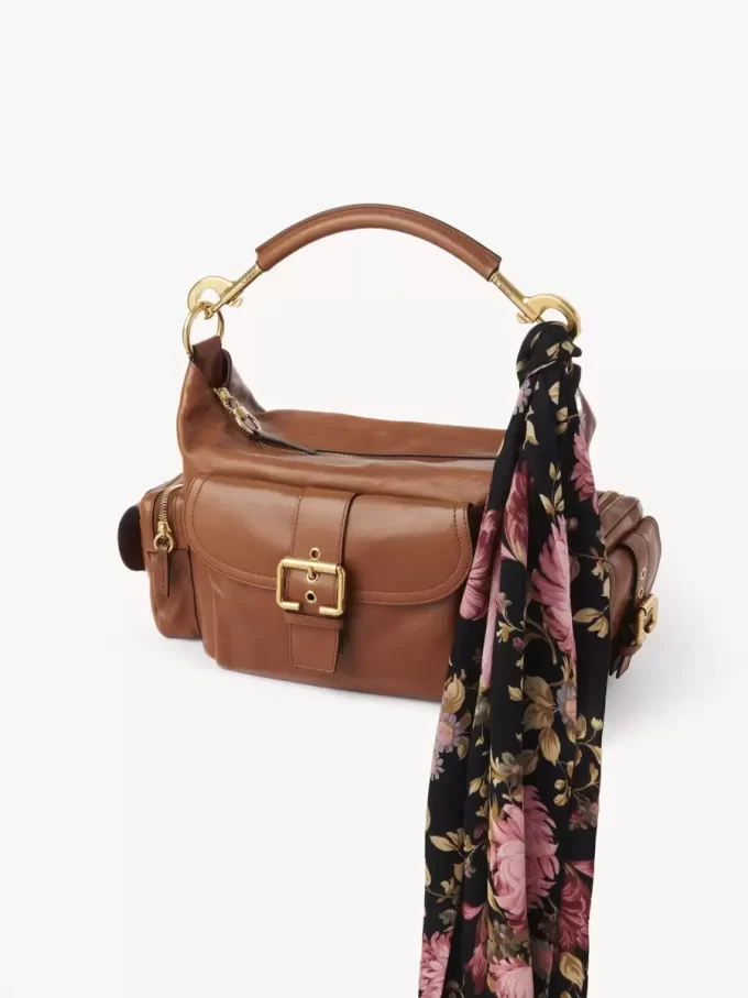 Chloé Peonies ipek charmeuse geniş bandeau atkı