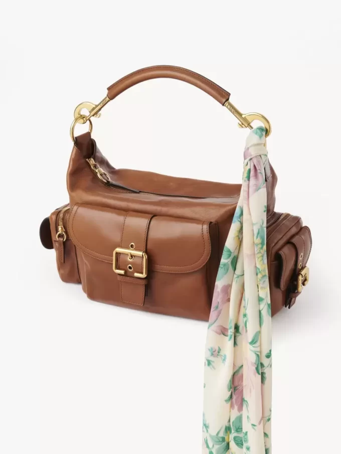 Chloé Peonies ipek charmeuse geniş bandeau atkı