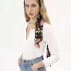 Chloé Peonies ipek charmeuse geniş bandeau atkı