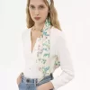 Chloé Peonies ipek charmeuse geniş bandeau atkı
