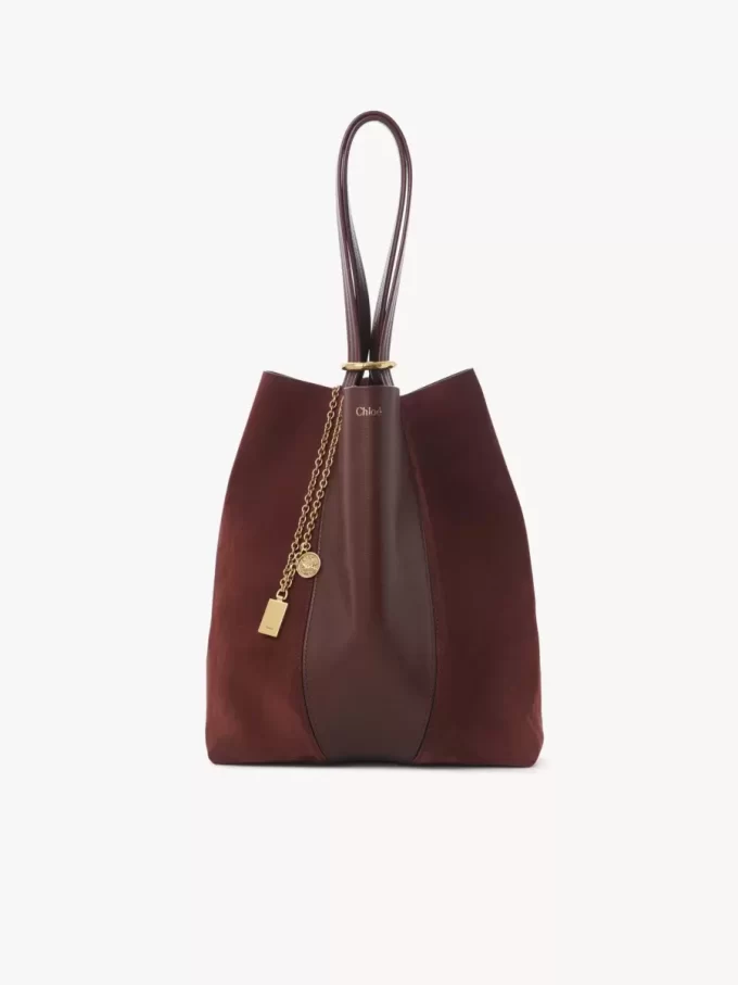 Chloé Spin tote çanta, taneli ve süet deriden Chloé Spin tote çanta, taneli ve süet deriden