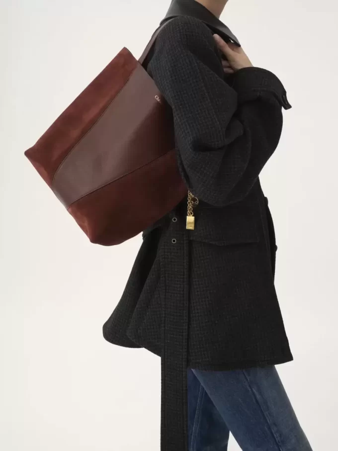 Chloé Spin tote çanta, taneli ve süet deriden Chloé Spin tote çanta, taneli ve süet deriden