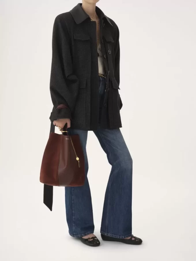 Chloé Spin tote çanta, taneli ve süet deriden Chloé Spin tote çanta, taneli ve süet deriden