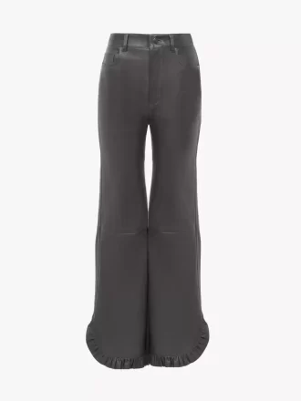 Deri fırfırlı geniş paça pantolon Deri fırfırlı geniş paça pantolon
