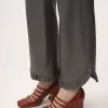 Deri fırfırlı geniş paça pantolon Deri fırfırlı geniş paça pantolon