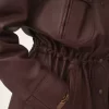 Deri yüksek yakalı parka Deri yüksek yakalı parka
