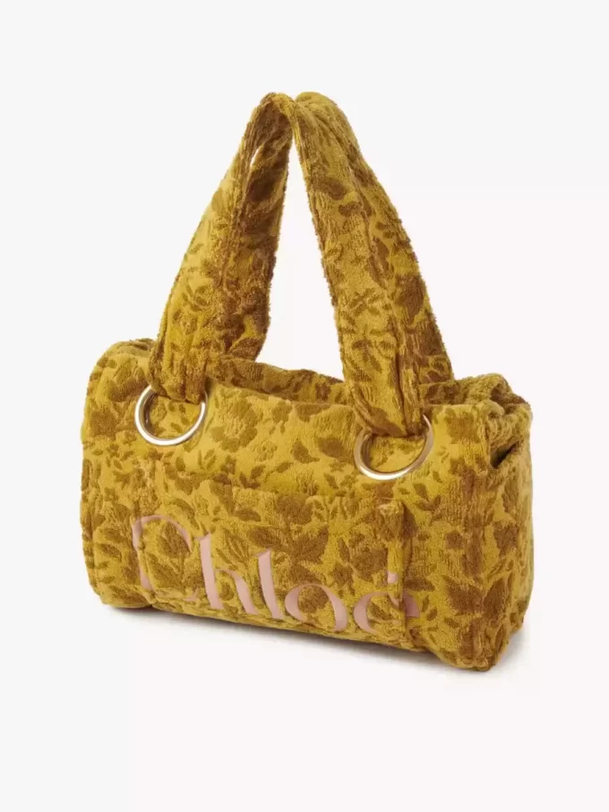Jakarlı havlu kumaştan büyük Chloé Plage tote çanta Jakarlı havlu kumaştan büyük Chloé Plage tote çanta
