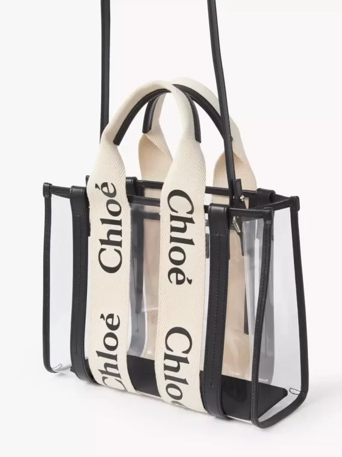 Jöle ve deriden yapılmış küçük Woody tote çanta