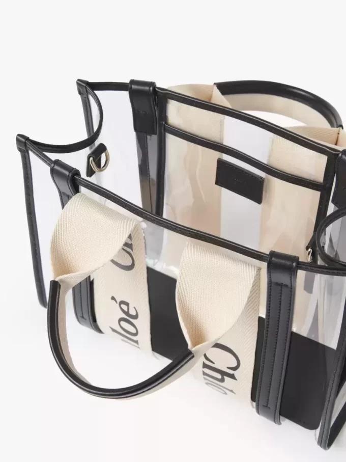 Jöle ve deriden yapılmış küçük Woody tote çanta
