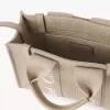 Keten ve deriden yapılmış mini Woody tote çanta Keten ve deriden yapılmış mini Woody tote çanta