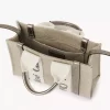 Keten ve deriden yapılmış mini Woody tote çanta Keten ve deriden yapılmış mini Woody tote çanta