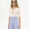 Keten ve ipek örme kısa kollu Henley gömlek Keten ve ipek örme kısa kollu Henley gömlek