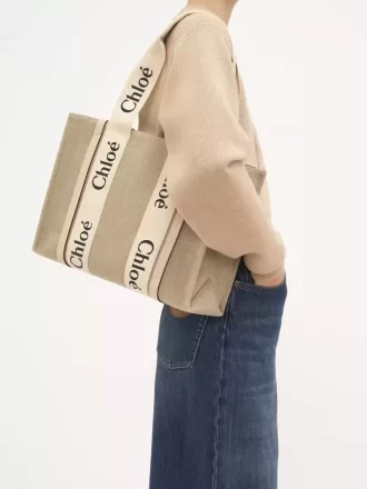 Keten Woody tote çanta Keten Woody tote çanta