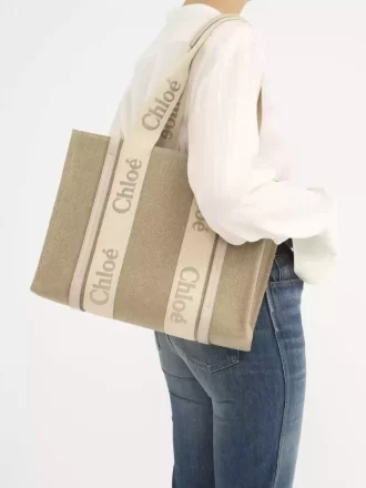 Keten Woody tote çanta Keten Woody tote çanta
