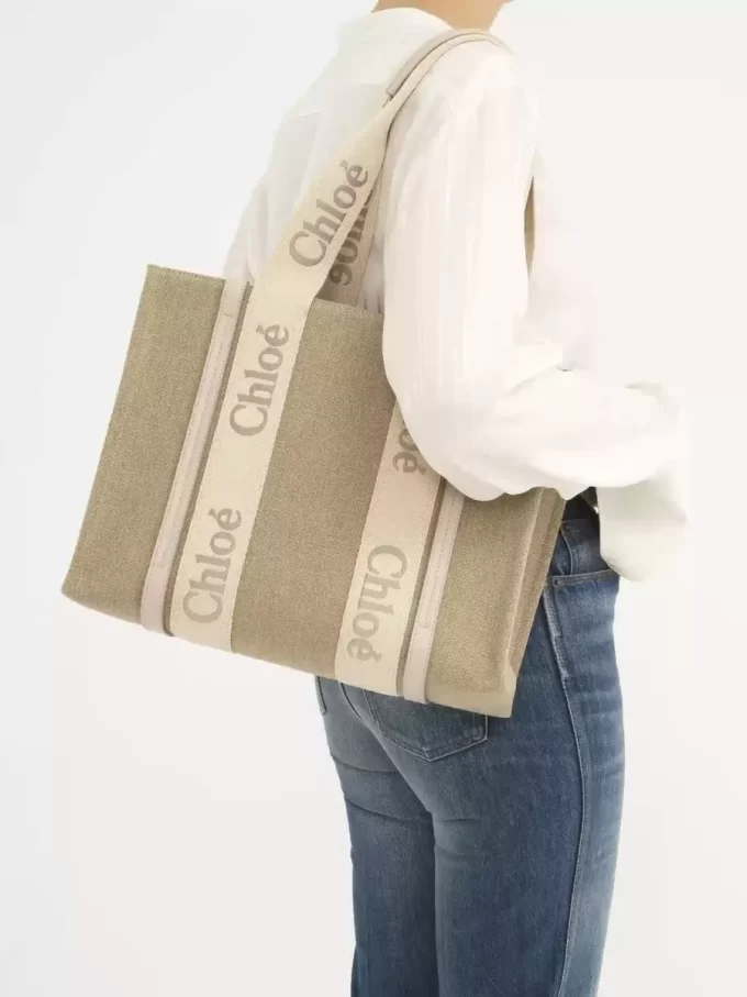 Keten Woody tote çanta Keten Woody tote çanta