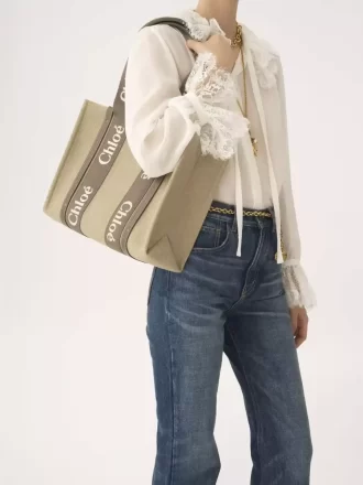 Keten Woody tote çanta