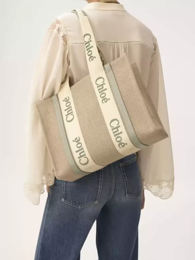 Keten Woody tote çanta