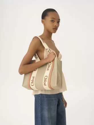 Keten Woody tote çanta