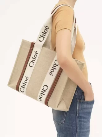 Keten Woody tote çanta
