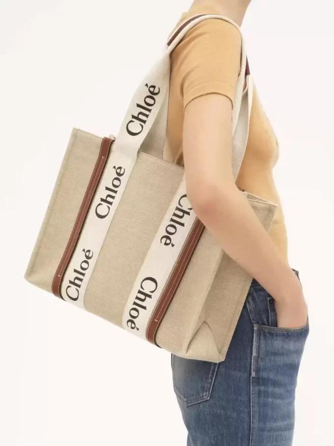 Keten Woody tote çanta