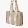 Keten Woody tote çanta
