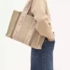 Keten Woody tote çanta Keten Woody tote çanta