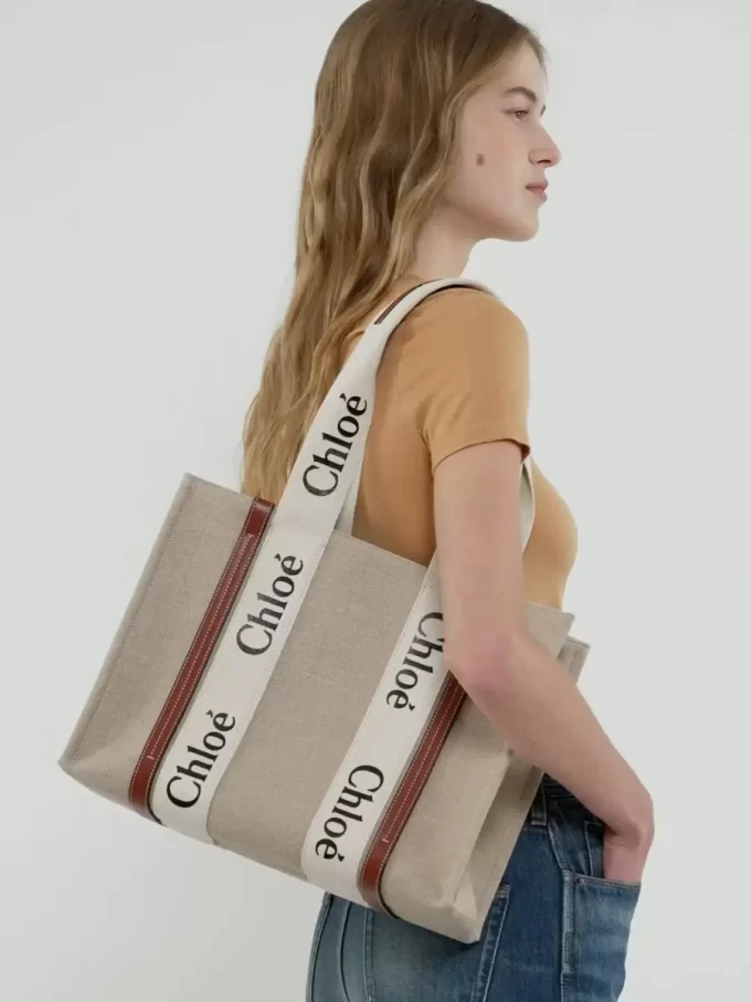 Keten Woody tote çanta