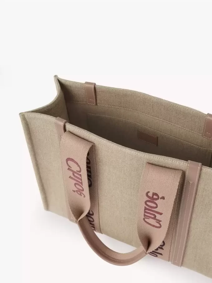 Keten Woody tote çanta