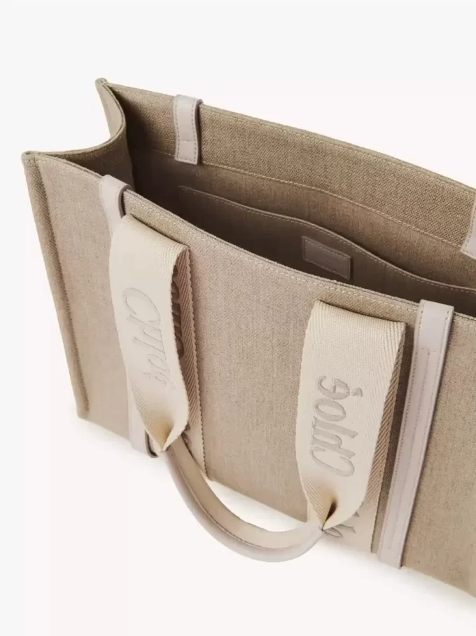 Keten Woody tote çanta Keten Woody tote çanta